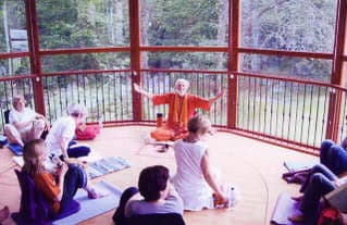 Archive workshop moment with students engaged in direct question and insight dialogue around mantra practice.